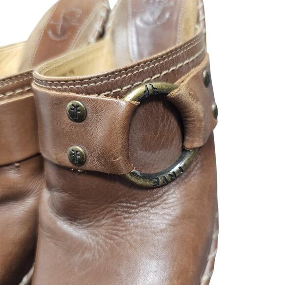 Frye Charlotte Mule Womens 7 Brown Leather Clog Ring Stud Whipstitch Western - Picture 5 of 9